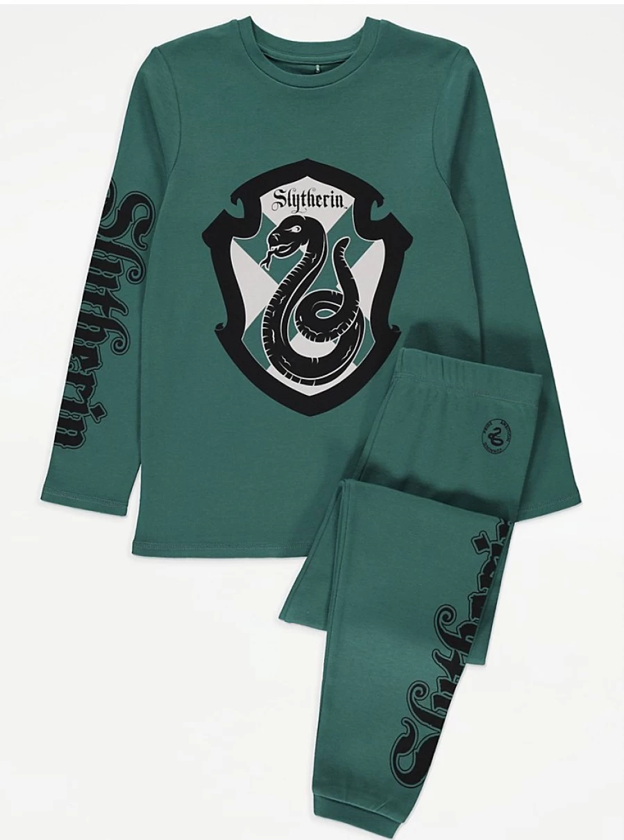 Harry Potter Slytherin Kids Pyjamas - Green Long Sleeve Pajamas by George at Asda