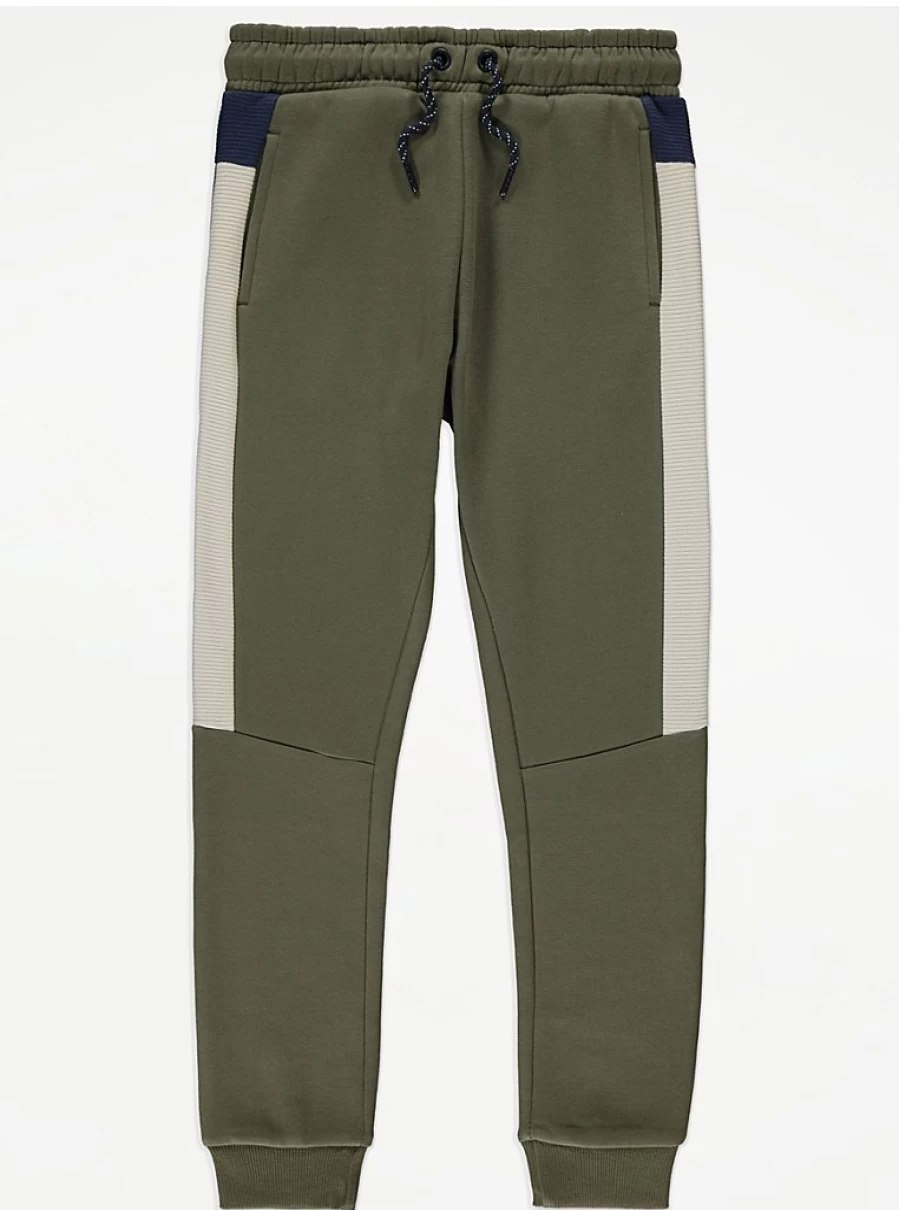 Boys' Khaki Colour Block Joggers | George at Asda | Comfortable Kids' Trousers