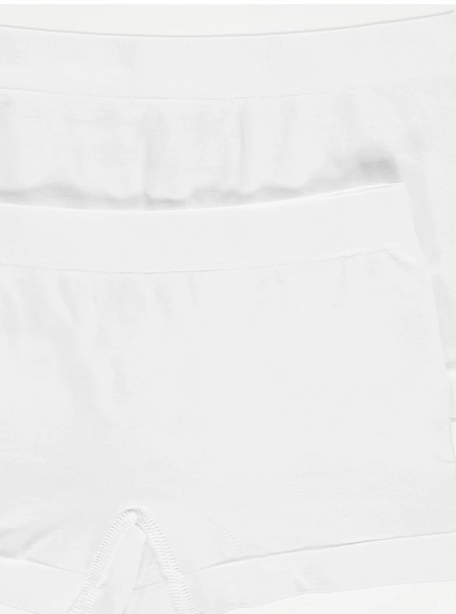 "George at Asda Kids' 2-Pack White Seamless Plain Shorts | Comfortable & Breathable"