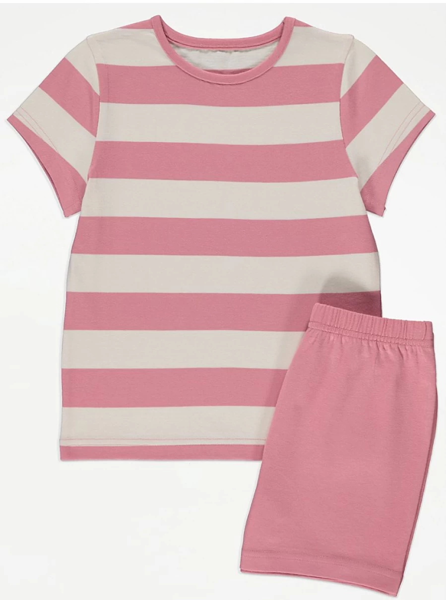 "George at Asda Kids Pink Striped Short Pyjamas | Comfortable Sleepwear for Children"