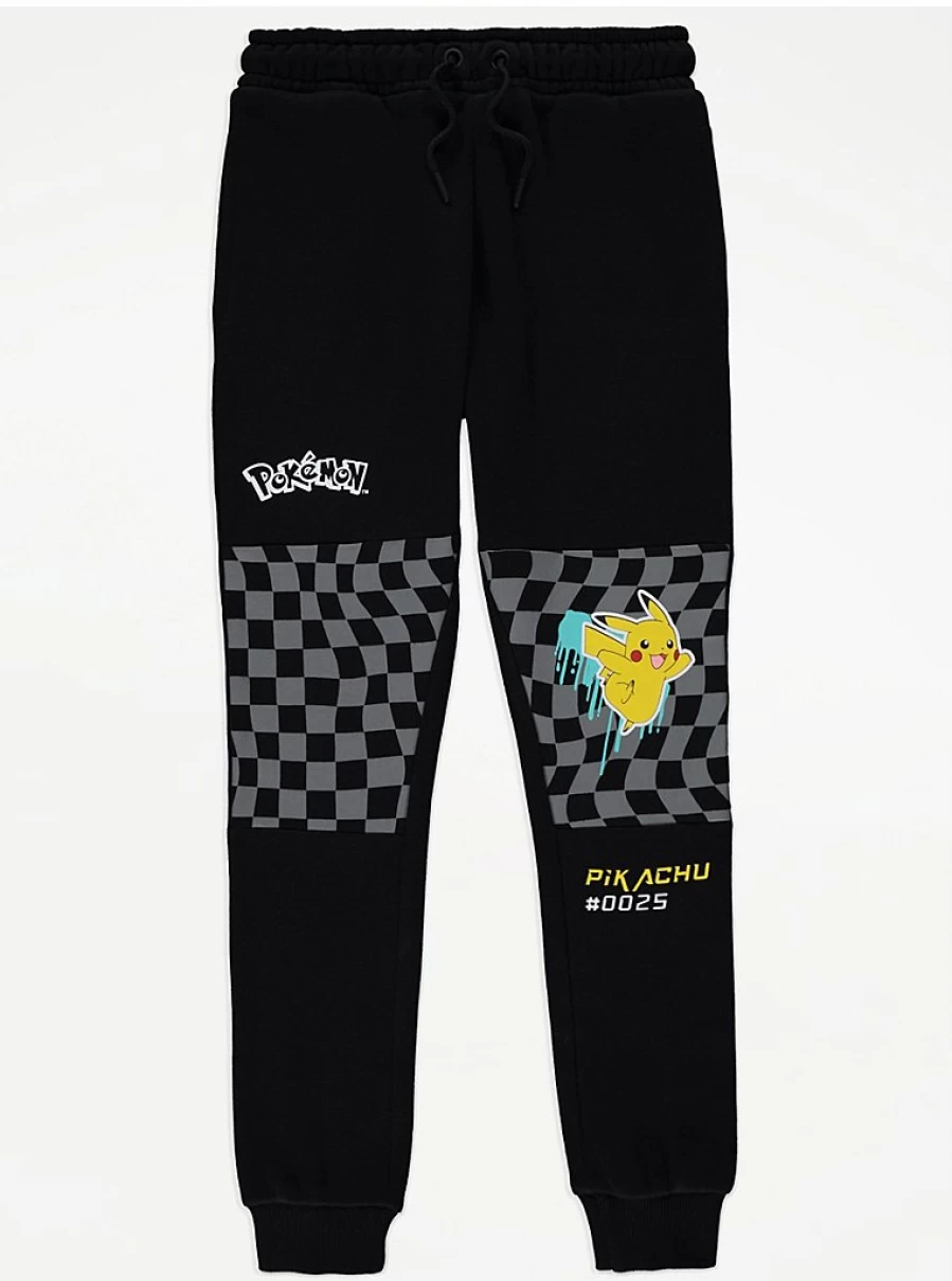 Boys' Pokemon Black Checked Graphic Joggers | George at Asda | Kids' Comfortable Pants