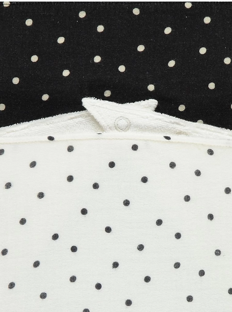 George at Asda Baby Monochrome Polka Dot Dribble Bibs 2-Pack - Soft, Absorbent, and Washable for Newborns & Infants