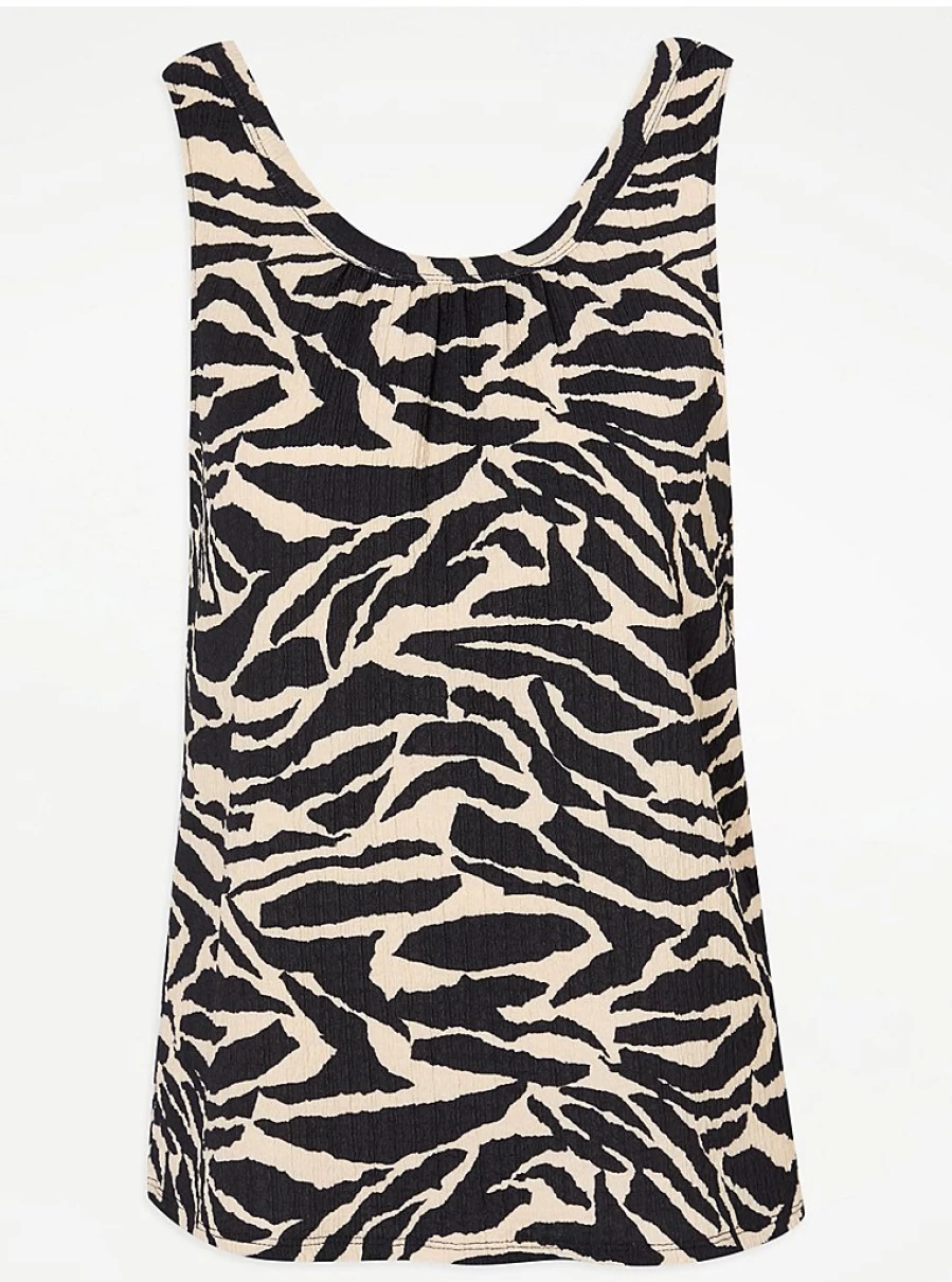Women's Zebra Print Crepe Vest with Gathered Neckline | George at Asda