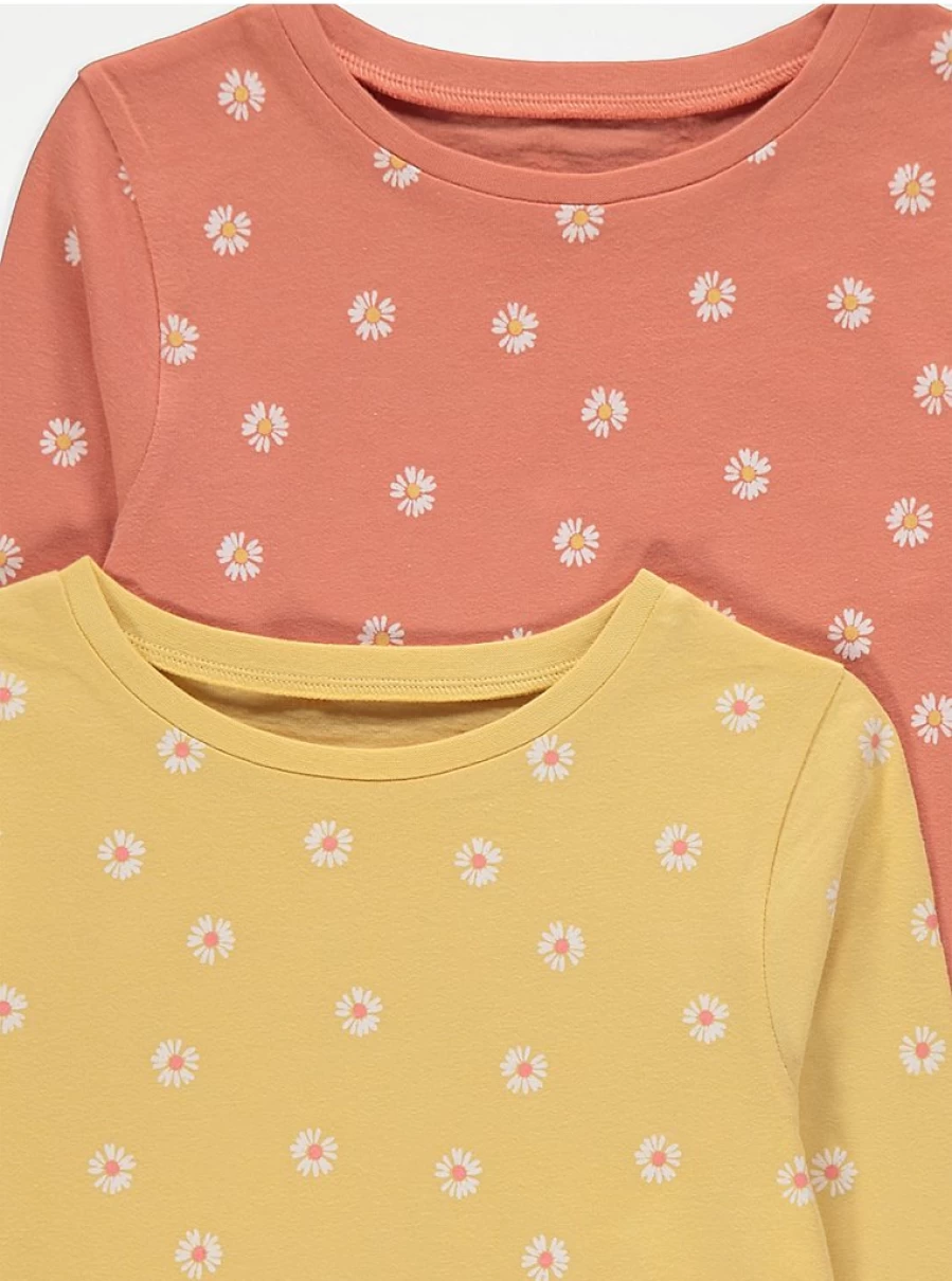 "George at Asda Kids' Spot and Flower Print Long Sleeve Pyjamas 5-Pack – Comfortable & Stylish Sleepwear Set"