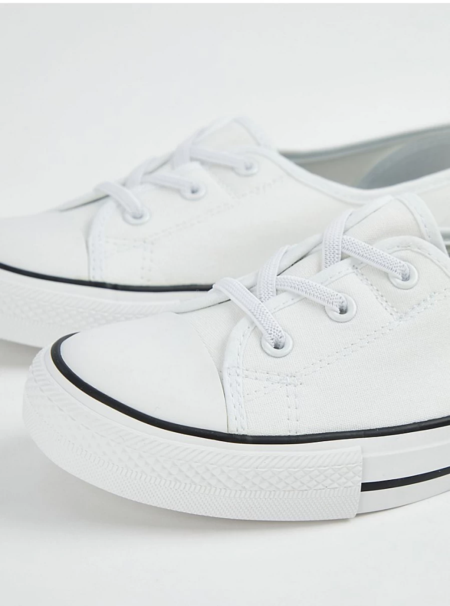 Women's White Lace-Up Canvas Pumps - Comfortable Casual Shoes by George at Asda
