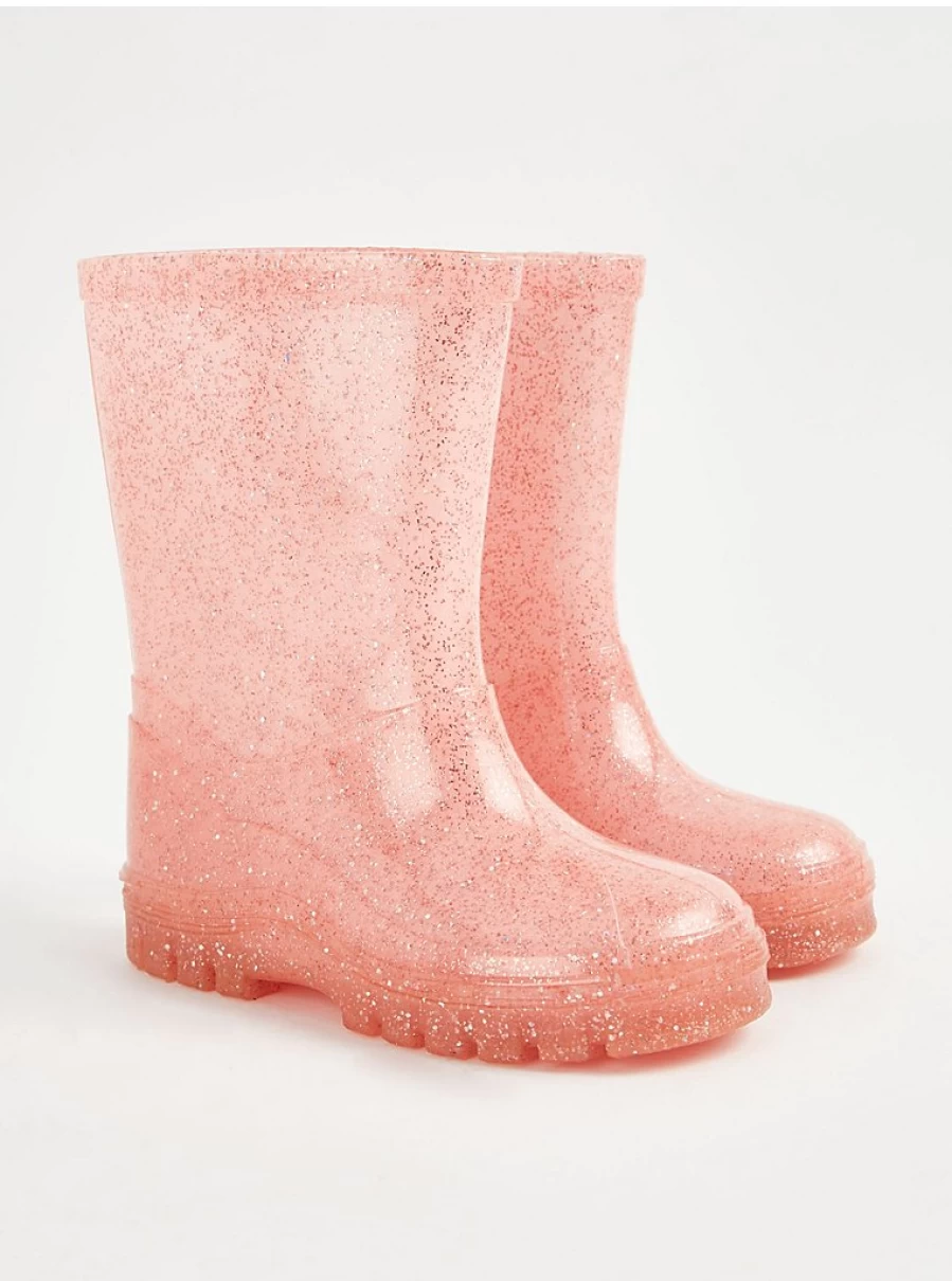 "George at Asda Kids Pink Glitter Wellington Boots | Waterproof Rain Boots Review"