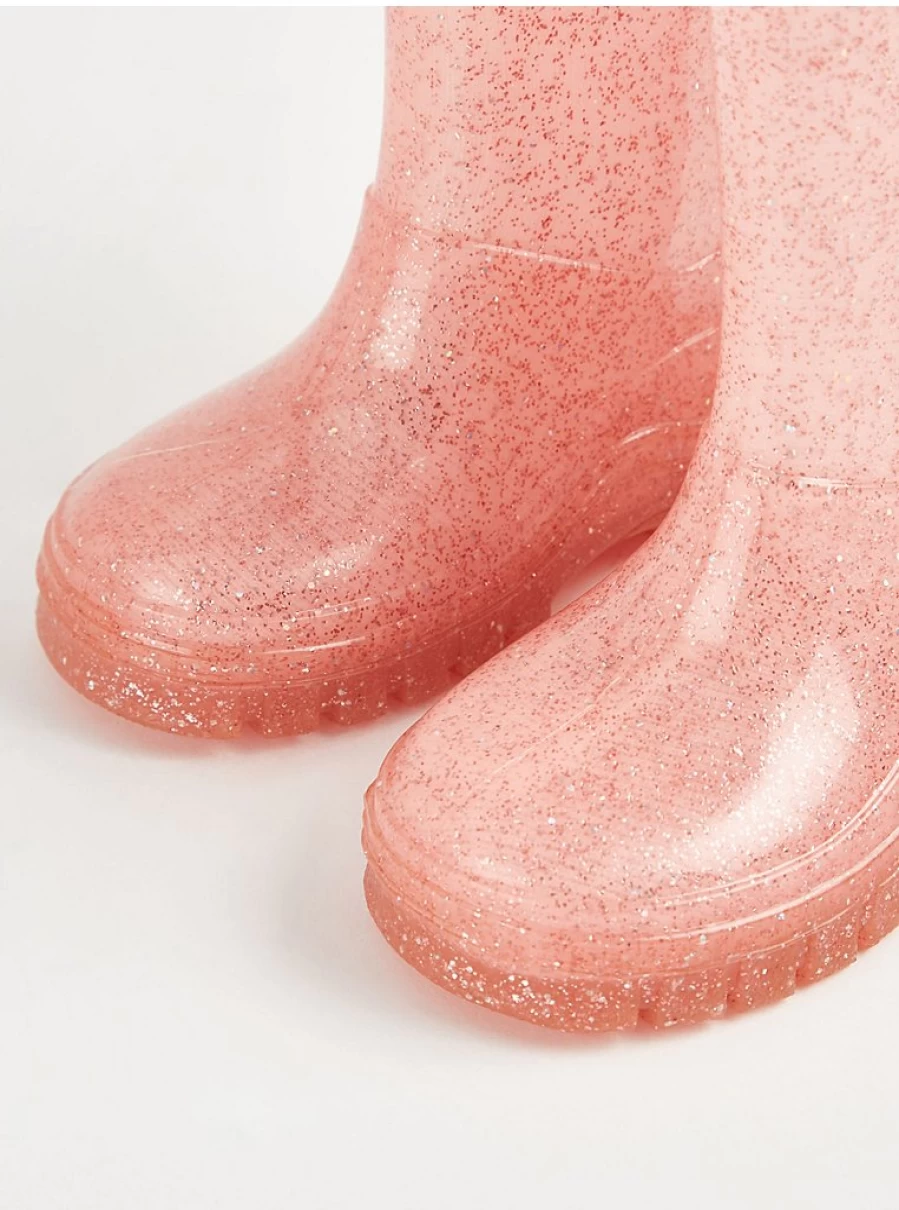 "George at Asda Kids Pink Glitter Wellington Boots | Waterproof Rain Boots Review"