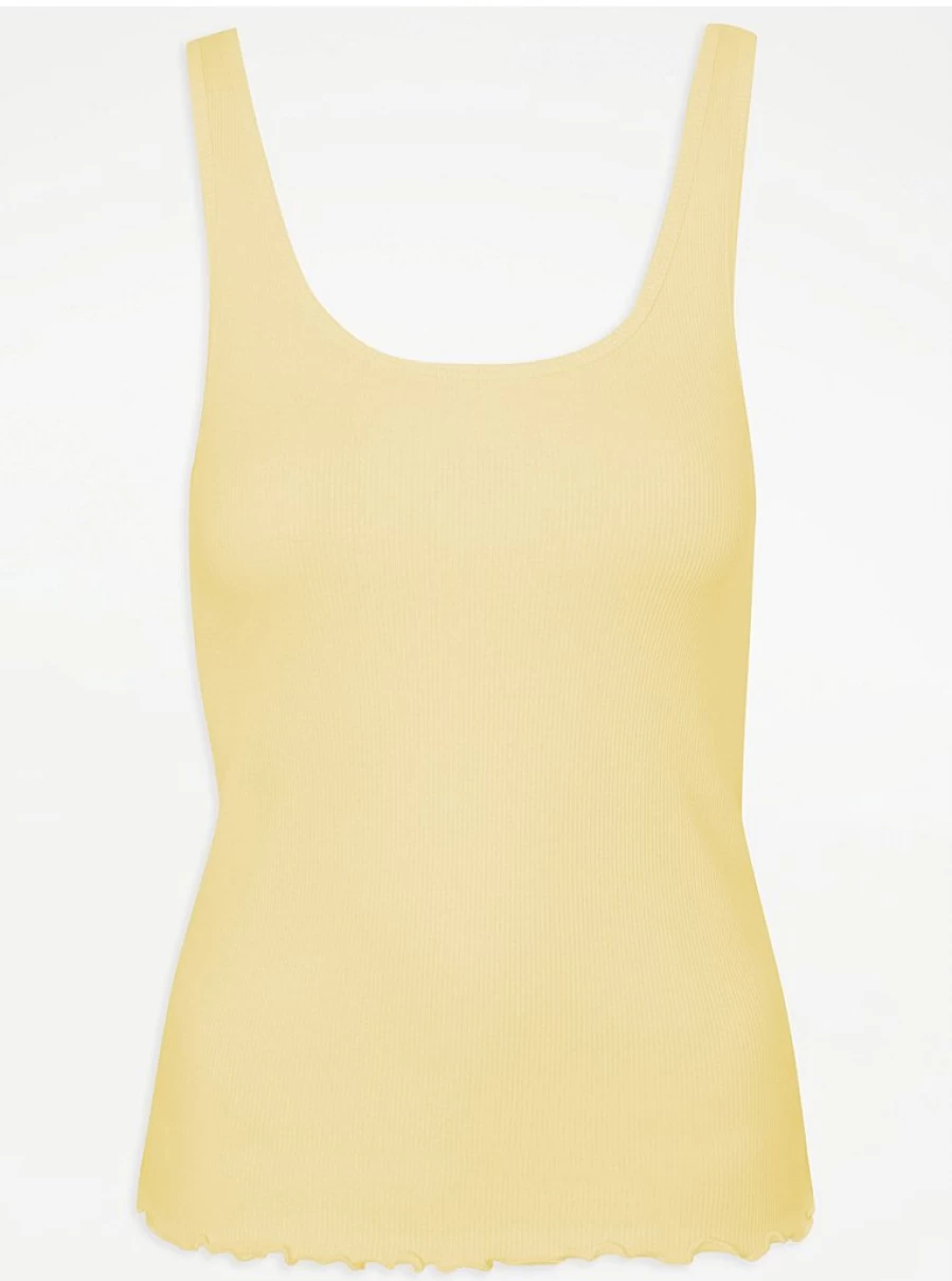 "George at Asda Yellow Ribbed Pyjama Vest Top - Comfortable Lingerie Sleepwear Review"