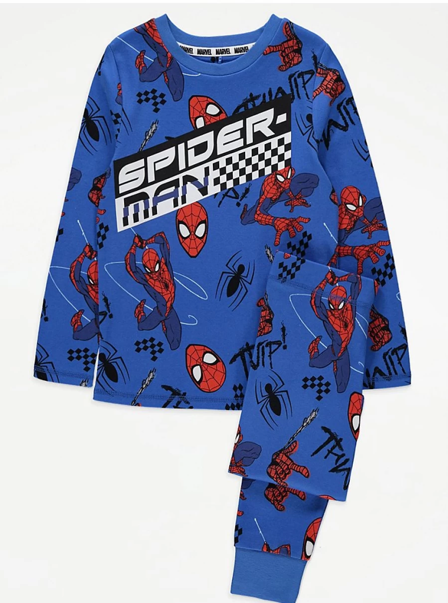 Boys Marvel Spider-Man Long Sleeve Pyjamas | George at Asda | Kids Superhero Pajamas