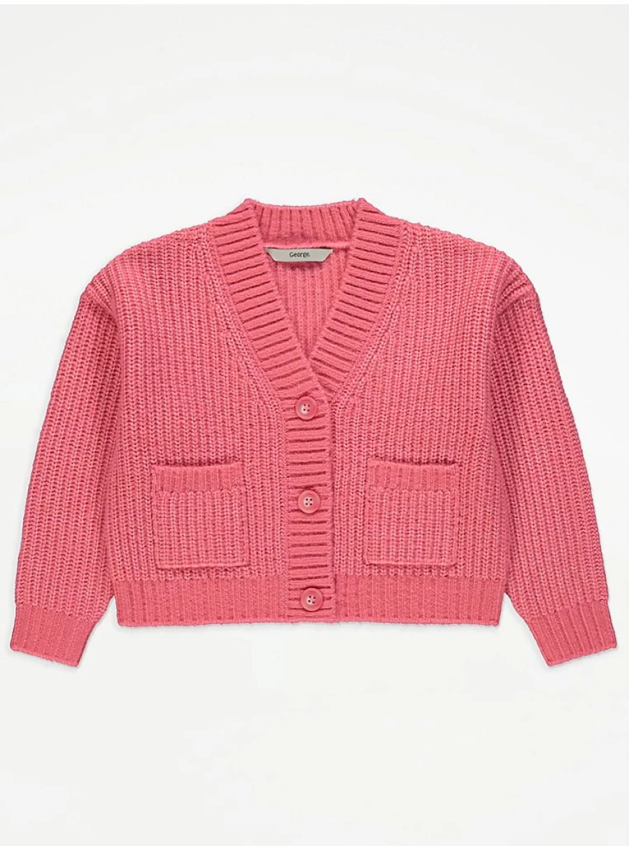 "George at Asda Kids Pink Chunky Knit Boxy Cardigan Review"