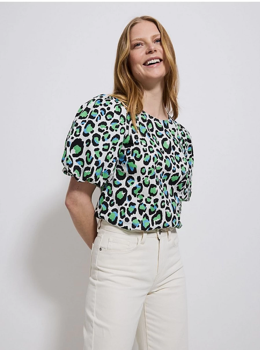 "George at Asda Women's White Leopard Print Puff Sleeve Blouse Review"