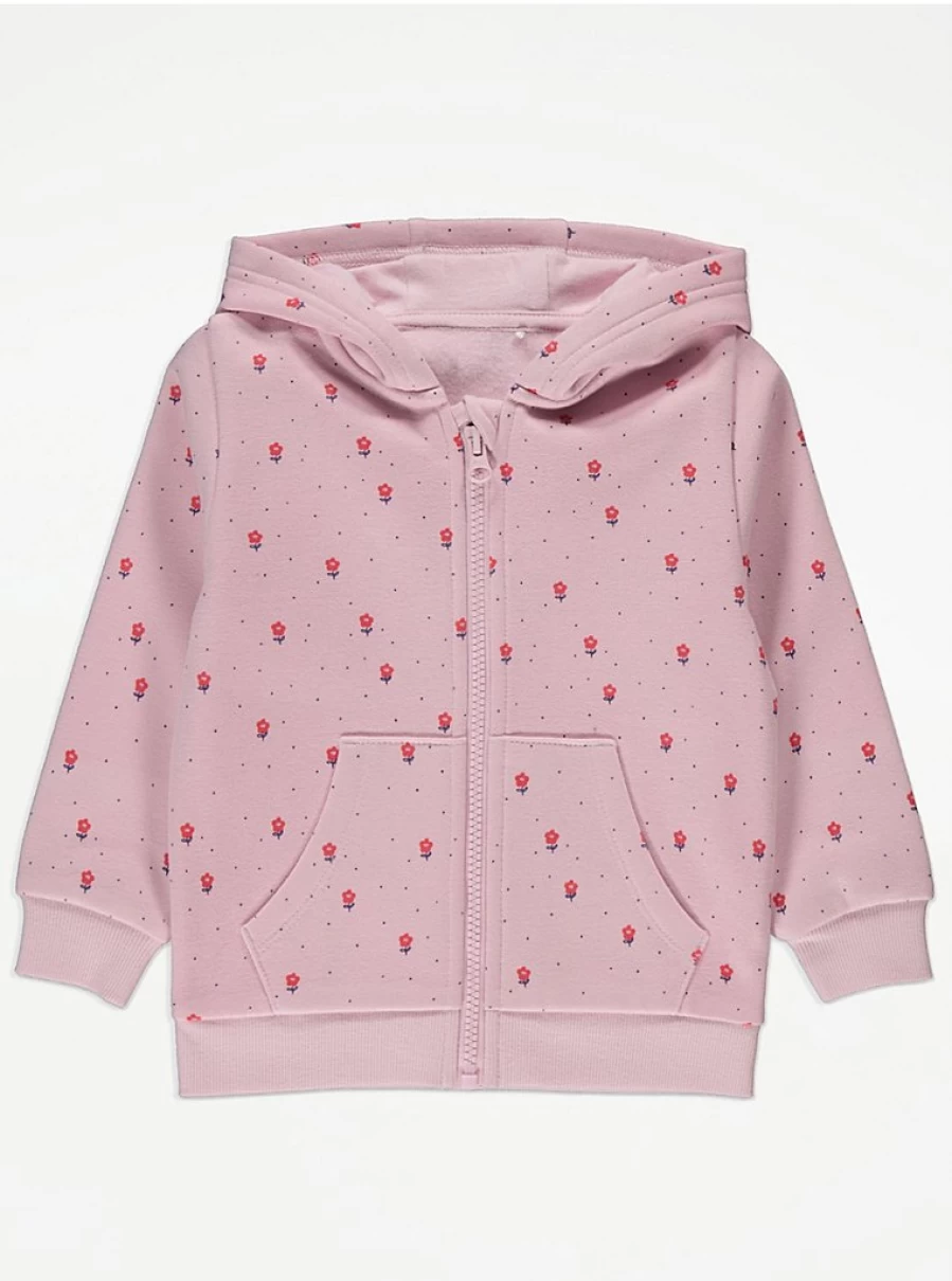 "George at Asda Kids Pink Spot Floral Print Zip Up Hoodie Review"