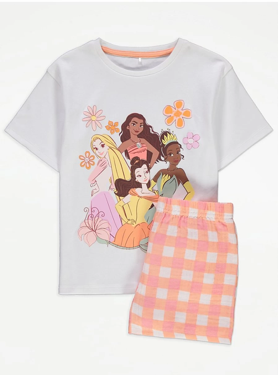 Disney Princess Gingham Short Pyjamas for Kids | George at Asda | Comfortable Sleepwear