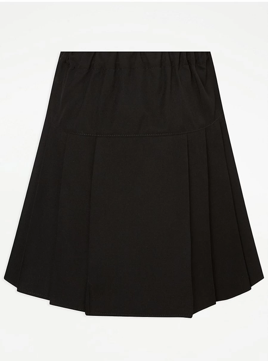 "George at Asda Girls' Black Permanent Pleated School Skirts 2-Pack – Premium Quality Uniform Essentials"