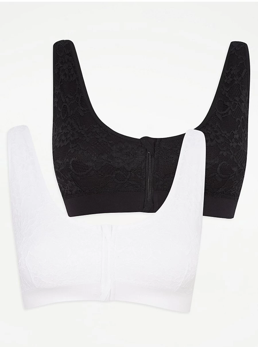 "George at Asda Women's Zip Front Post-Surgery Bras 2 Pack | Comfortable Support Lingerie"