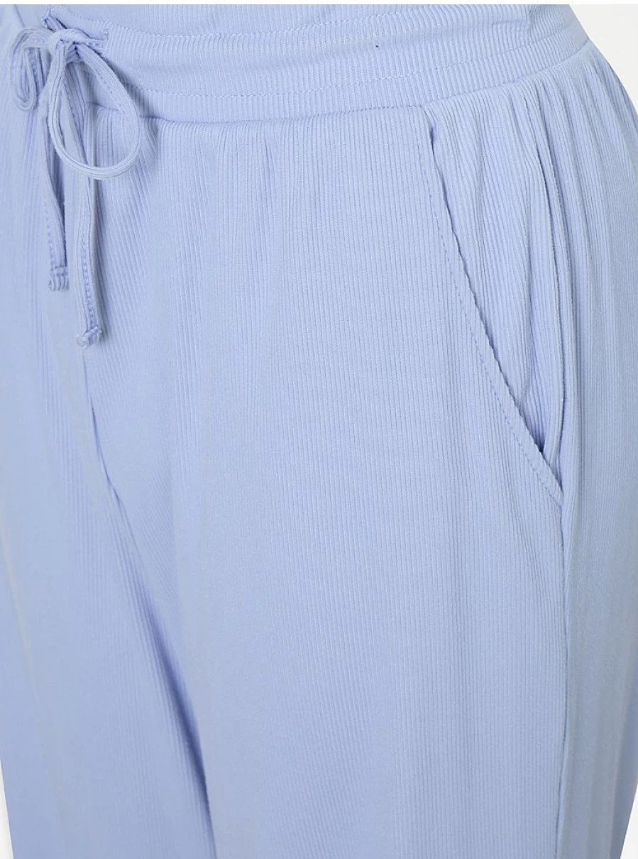 "George at Asda Light Blue Ribbed Cotton Pyjama Pants for Women | Comfortable Sleepwear"