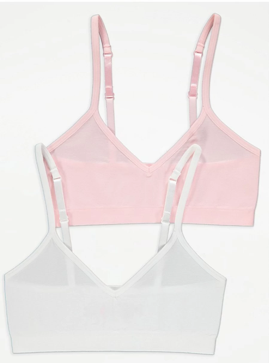 "George at Asda Kids' 2-Pack Strappy Seam-Free Crop Tops | Comfortable & Stylish"