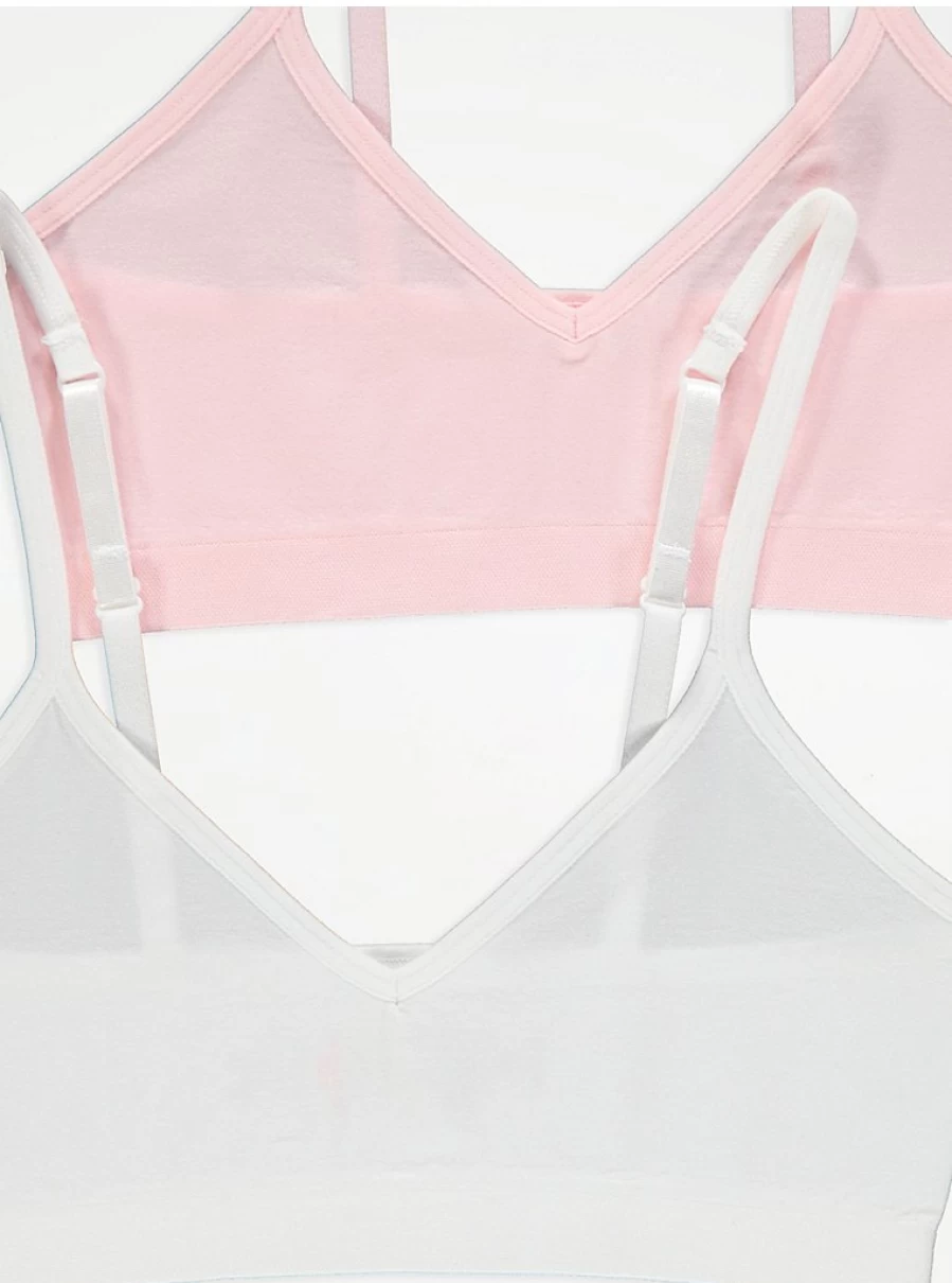 "George at Asda Kids' 2-Pack Strappy Seam-Free Crop Tops | Comfortable & Stylish"