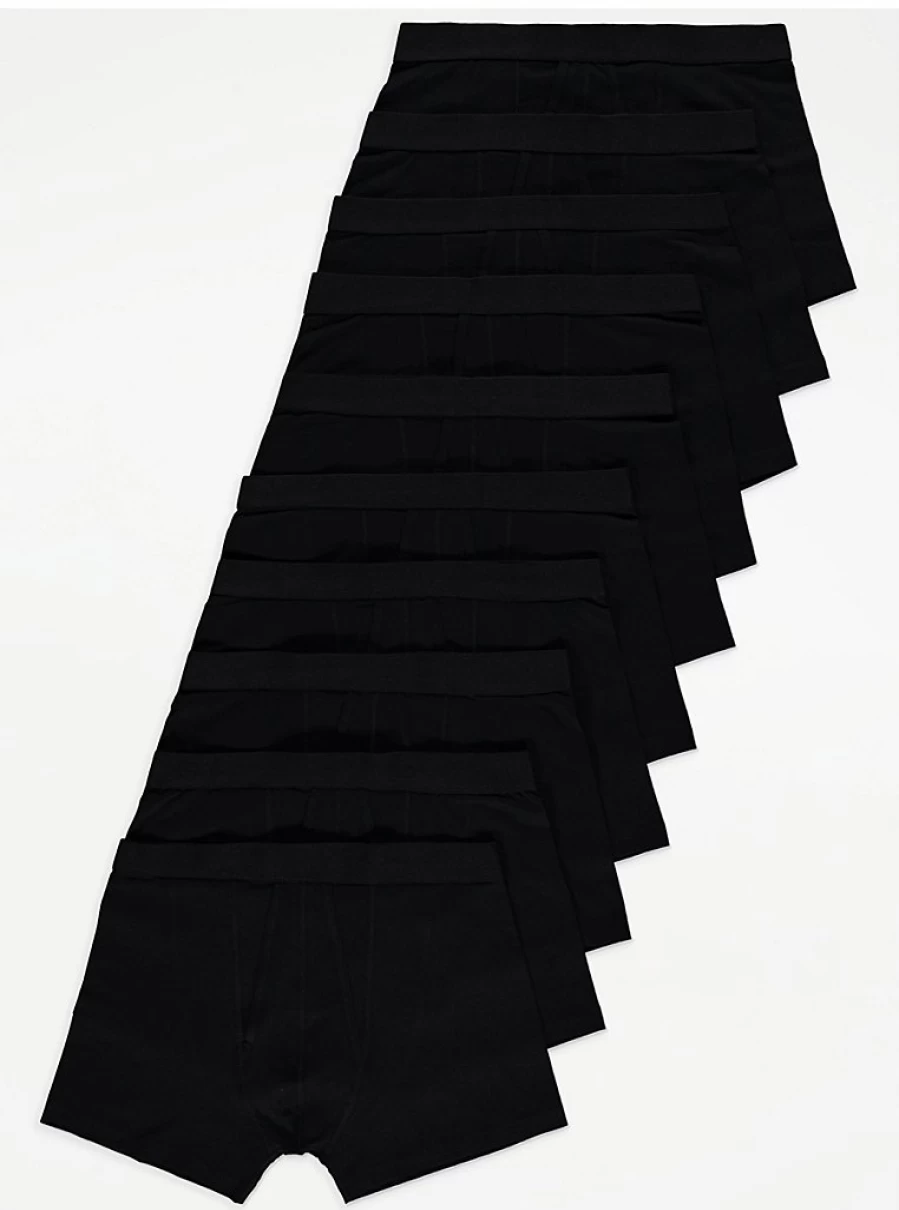 George at Asda Boys' Black A-Front Boxer Shorts 10-Pack - Comfort Multipack Underwear