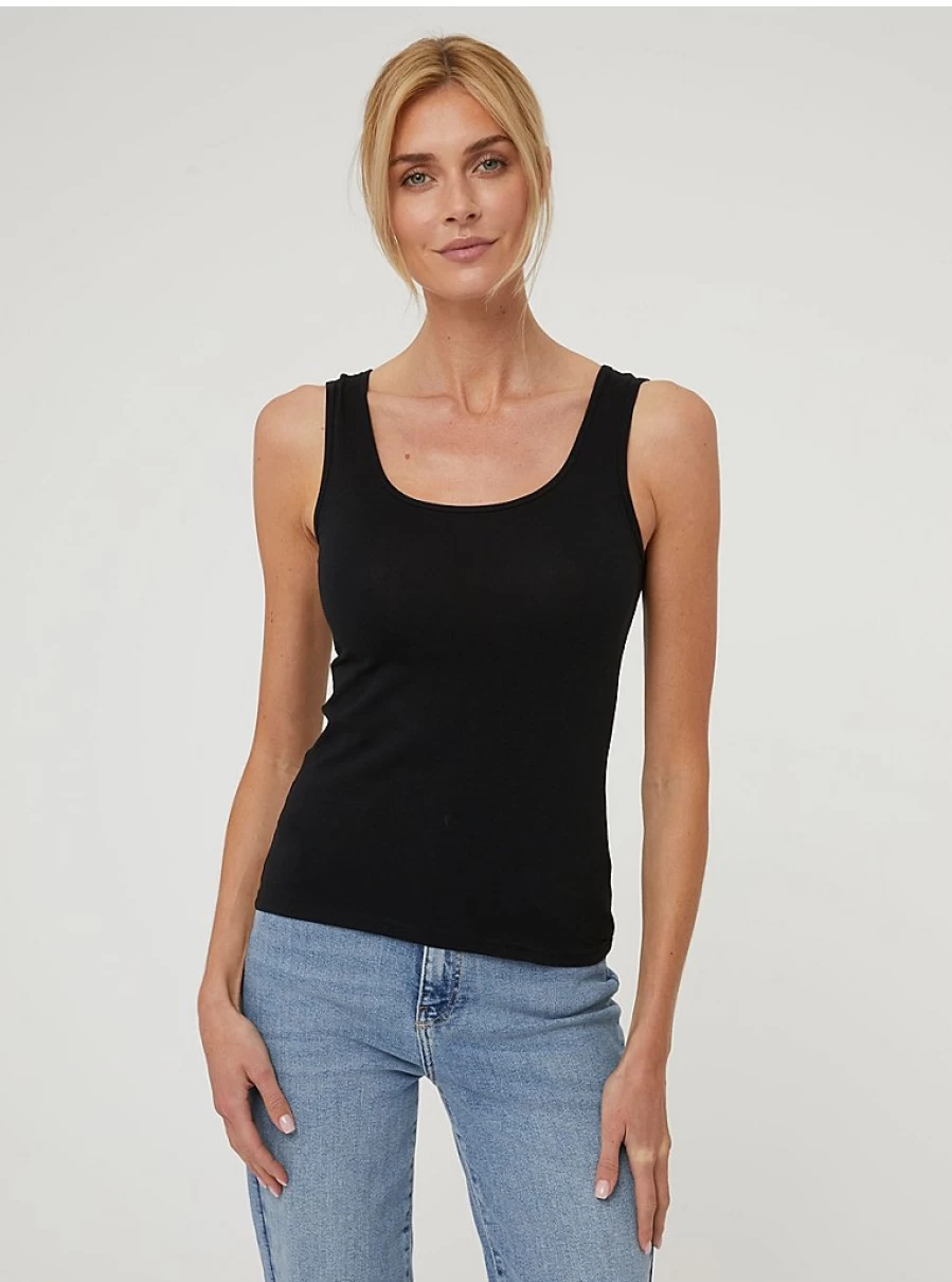 "George at Asda Women's Black Basic Jersey Vest – Comfortable Fit & Style"
