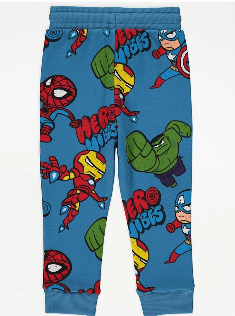 "George at Asda Boys' Marvel Blue Superhero Joggers – Kids' Comfortable Hero-Themed Pants"