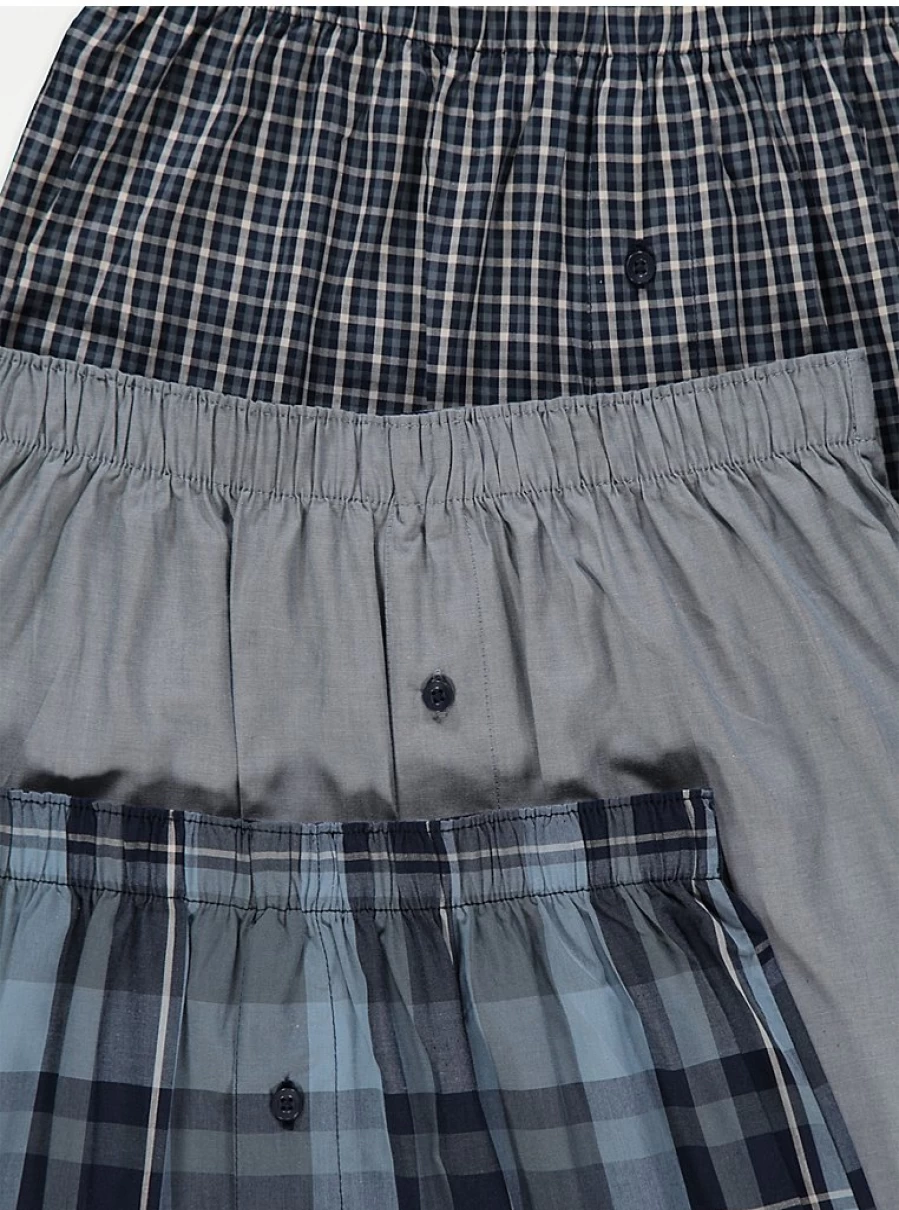 "George at Asda Men's Checked Woven Boxer Shorts 3-Pack | Comfort & Style"