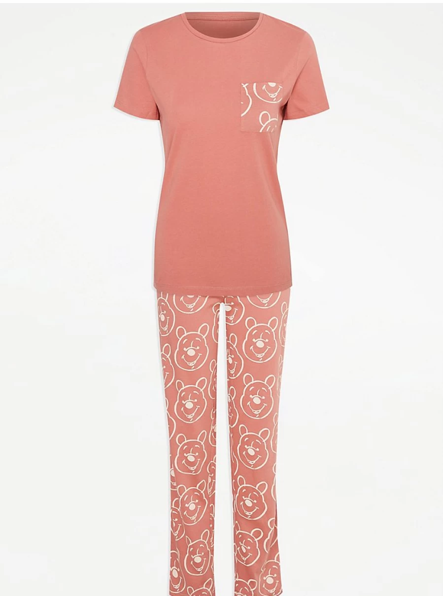 Disney Winnie The Pooh Pocket Pyjama Set by George at Asda | Cute Cartoon Sleepwear Gift for Women