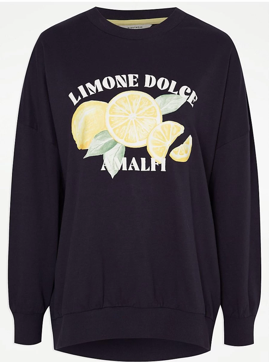 "George at Asda Navy & Lemon Dolce Sweatshirt and Ribbed Leggings Pyjama Set Review"