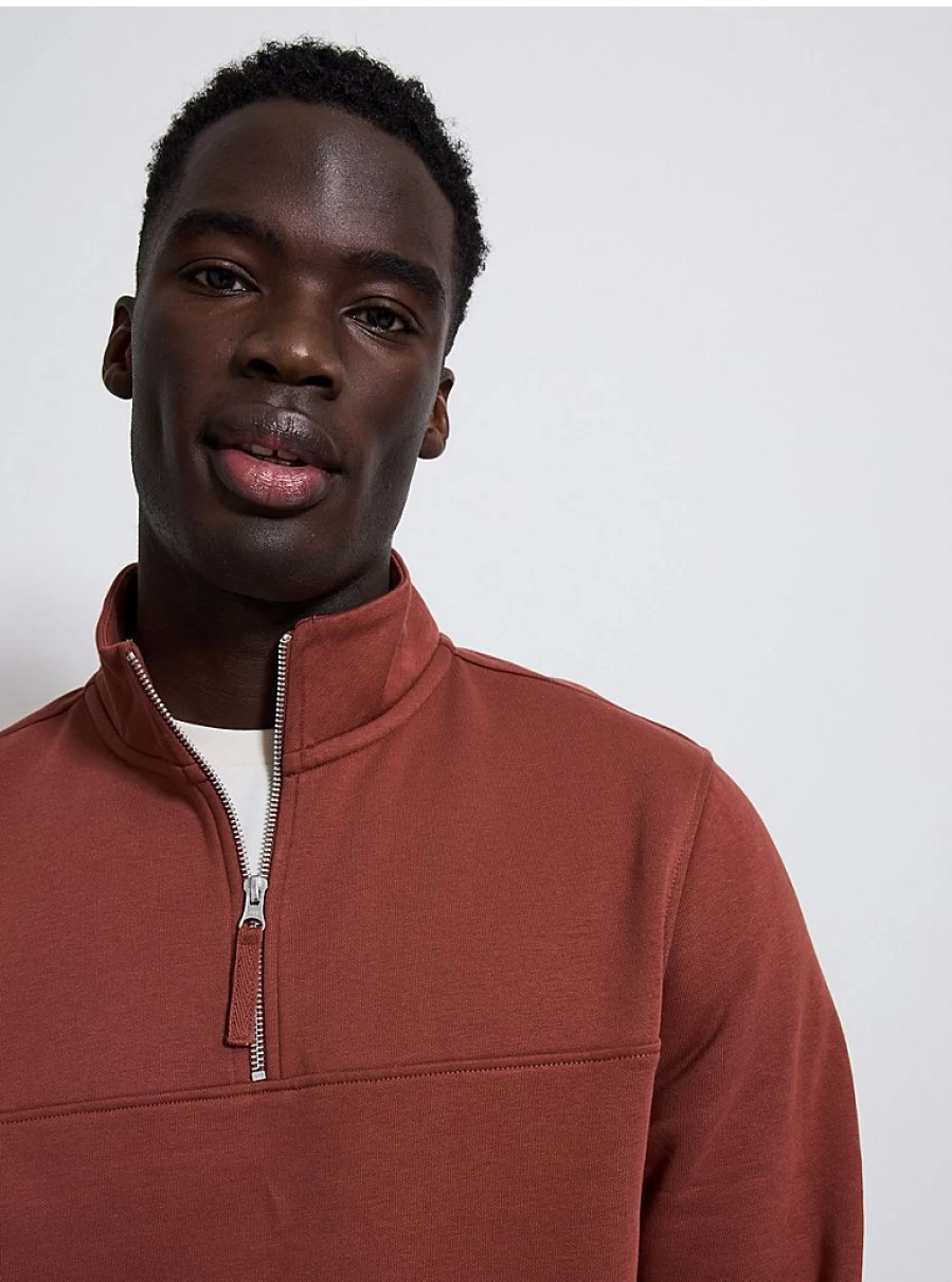 "George at Asda Men's Rust Quarter Zip Sweatshirt Review | Comfort & Style"