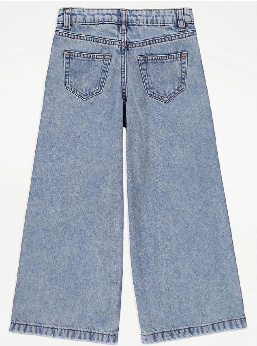 "George at Asda Kids Blue Heart Embroidered Wide Leg Jeans Review"
