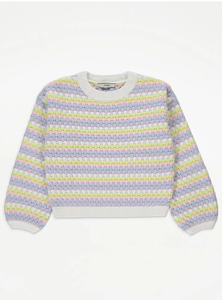 Pastel Striped Chunky Knit Jumper for Kids | George at Asda | Soft Comfortable Sweater