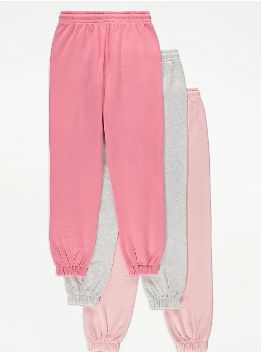 "George at Asda Kids' Pink Casual Joggers 3-Pack | Comfortable & Stylish"
