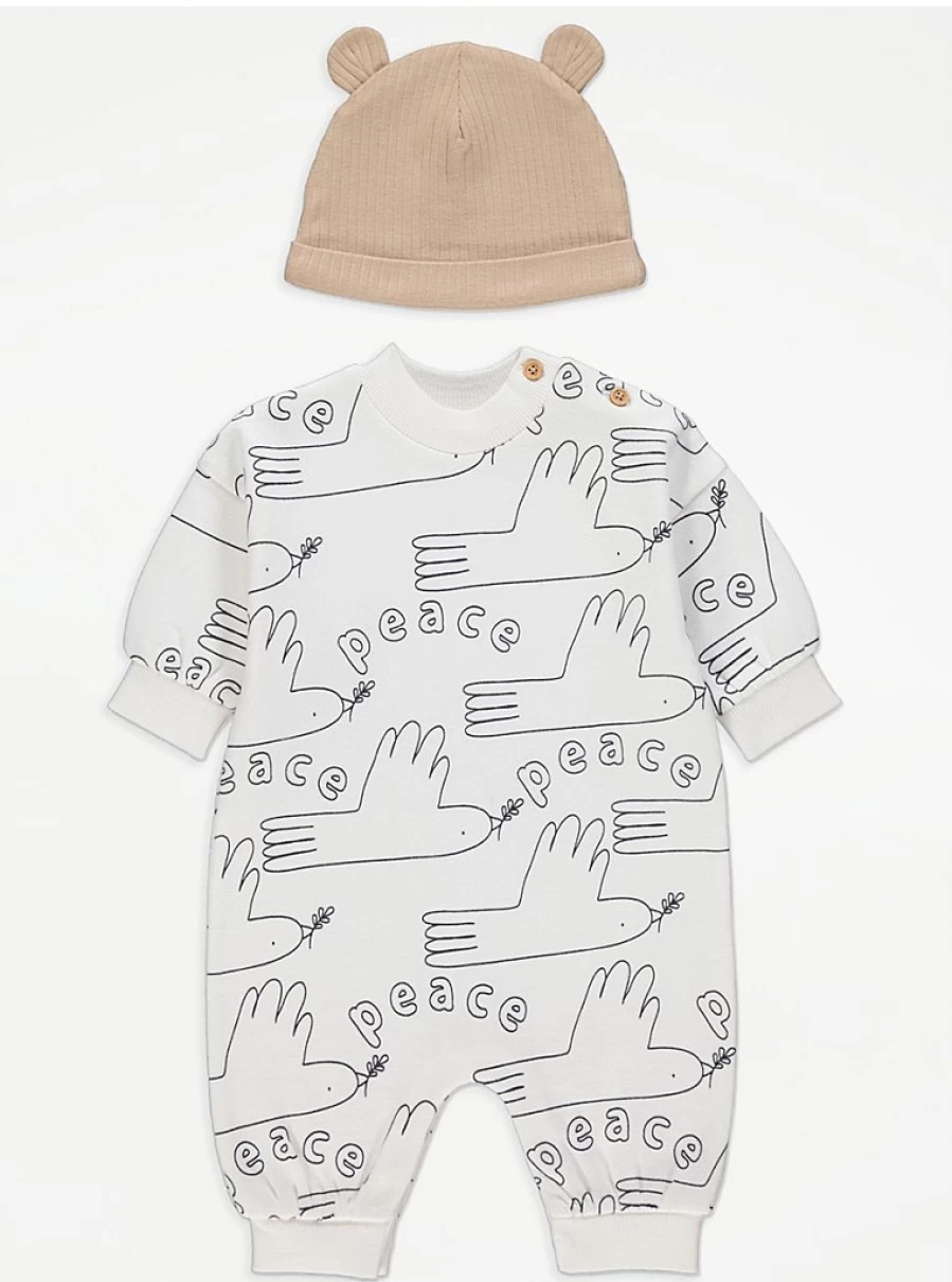 George at Asda Boys' White Dove All-in-One Ribbed Hat Outfit – Baby Romper Set Reviews