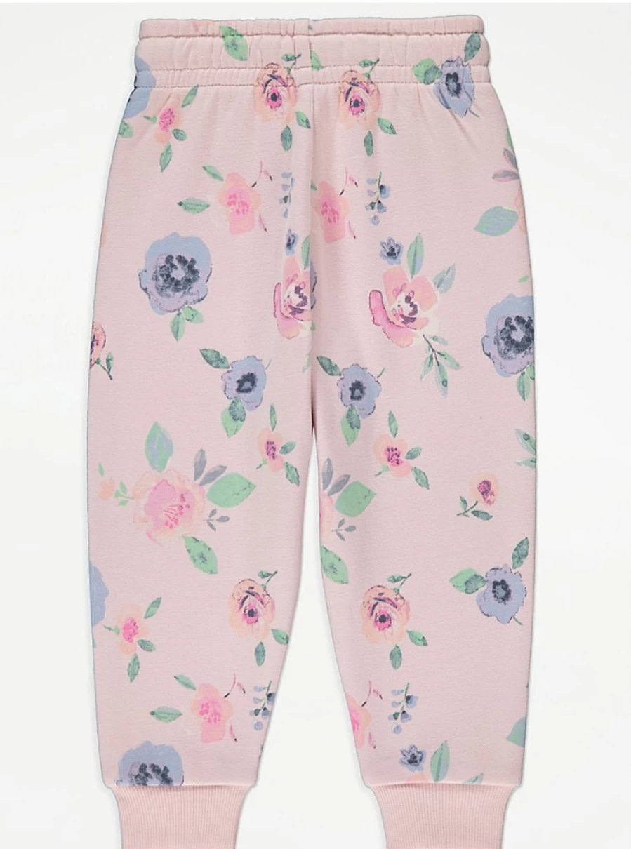 "George at Asda Kids Pink Floral Rose Joggers | Comfortable & Stylish Girls' Jogger Pants"