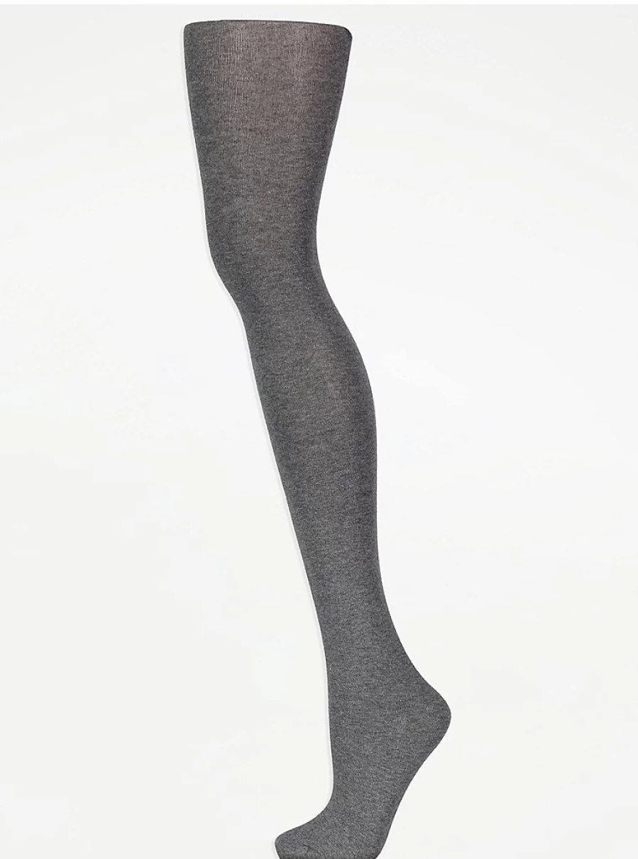 "George at Asda Grey Cotton Thermal Tights for Women – Soft & Warm Winter Lingerie"
