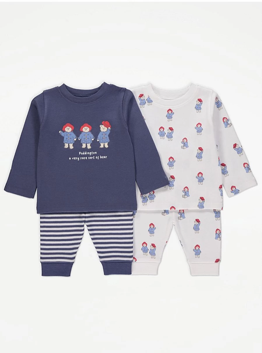 George at Asda Baby Paddington Bear 2-Pack Long Sleeve Pyjamas – Soft & Cozy Sleepwear Set