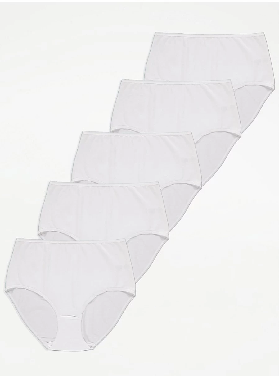 "George at Asda Women's White Cotton Full Brief Knickers 5-Pack | Comfortable Everyday Underwear"