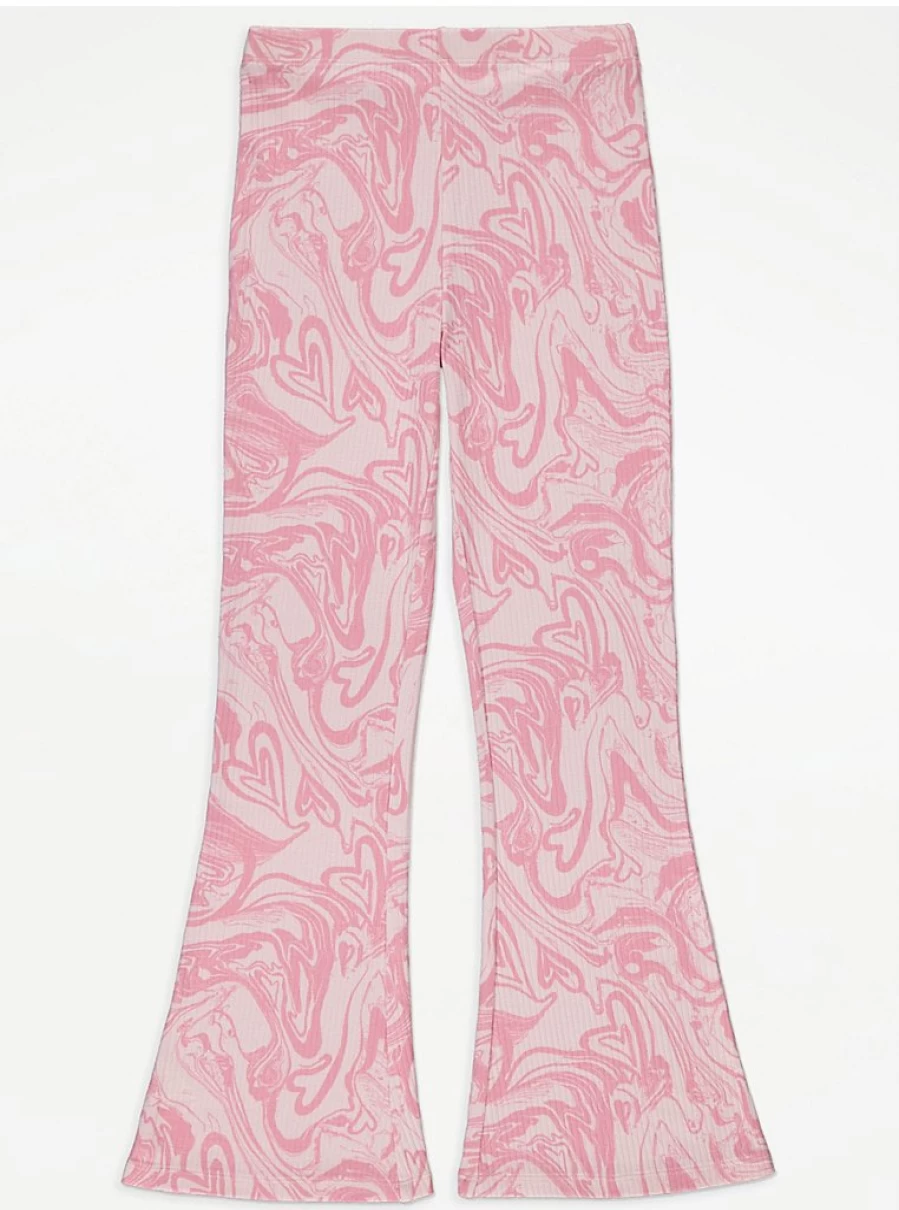 "George at Asda Kids Pink Marble Ribbed Kick Flare Trousers Review"