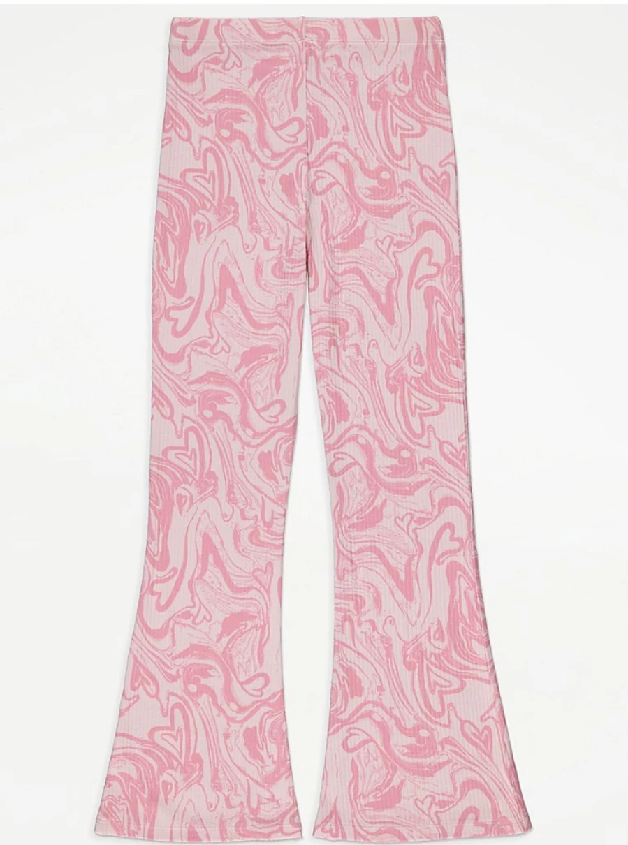 "George at Asda Kids Pink Marble Ribbed Kick Flare Trousers Review"