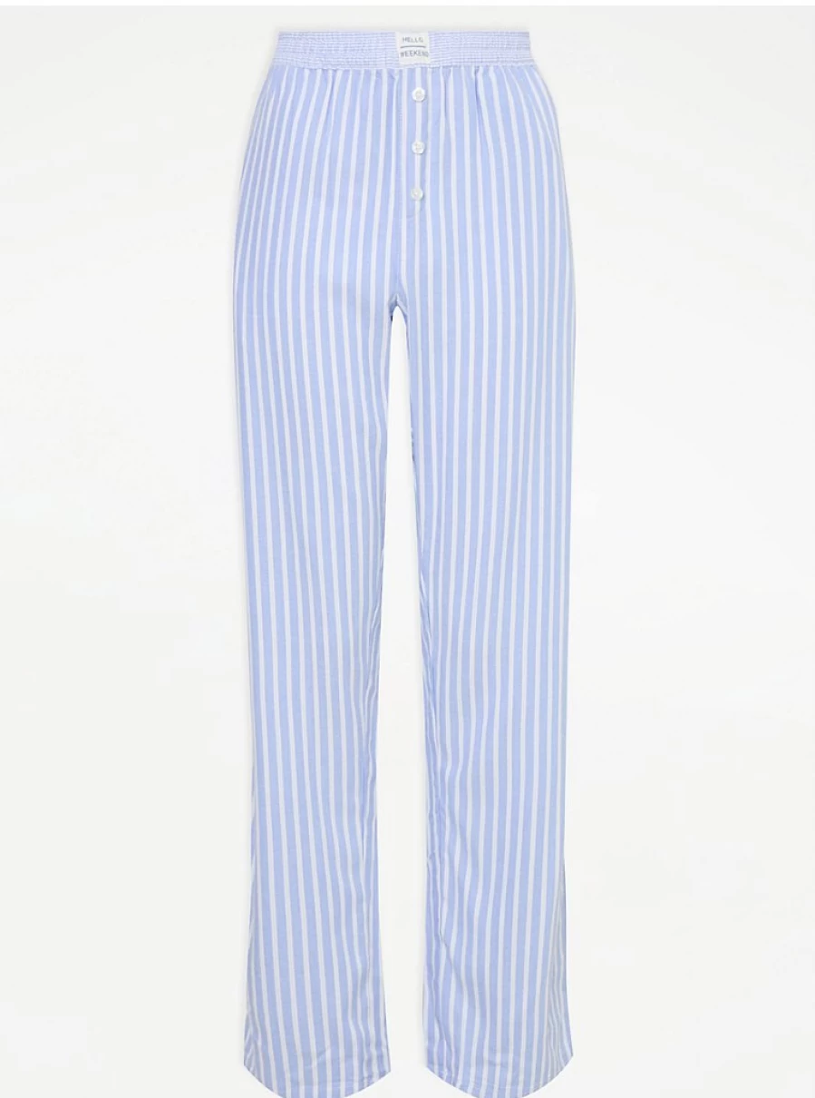 "George at Asda Light Blue Striped Cotton Pyjama Bottoms | Women's Sleepwear & Loungewear"