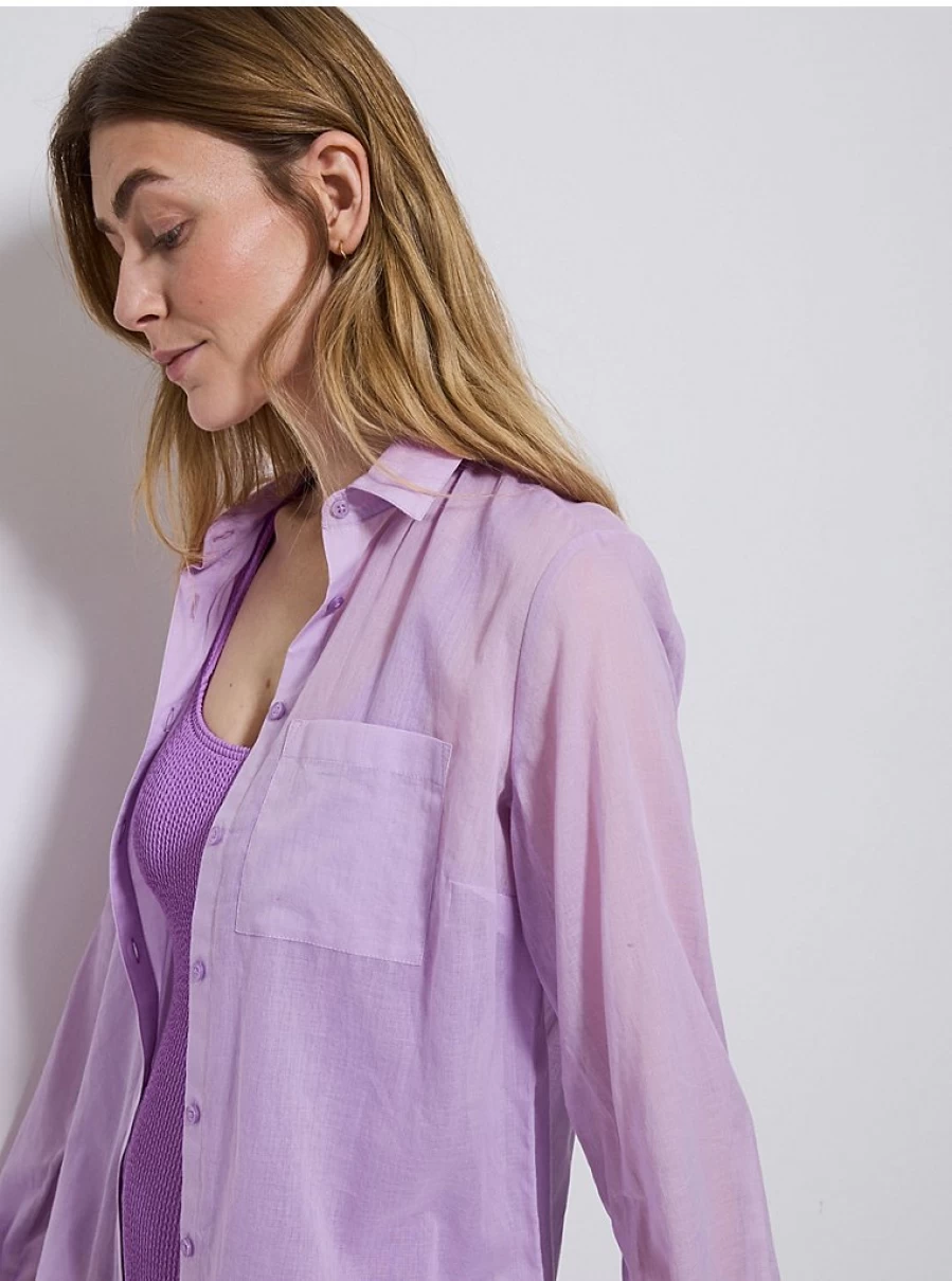 Women's Lilac Lightweight Cotton Beach Shirt by George at Asda – Breezy Summer Cover-Up