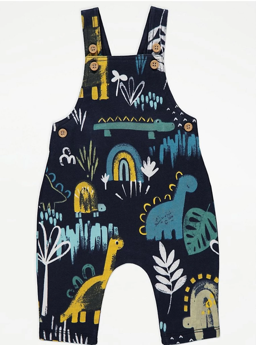 George at Asda Boys' Dinosaur Dungarees and Long Sleeve Bodysuit Outfit - Baby Clothing Set Review