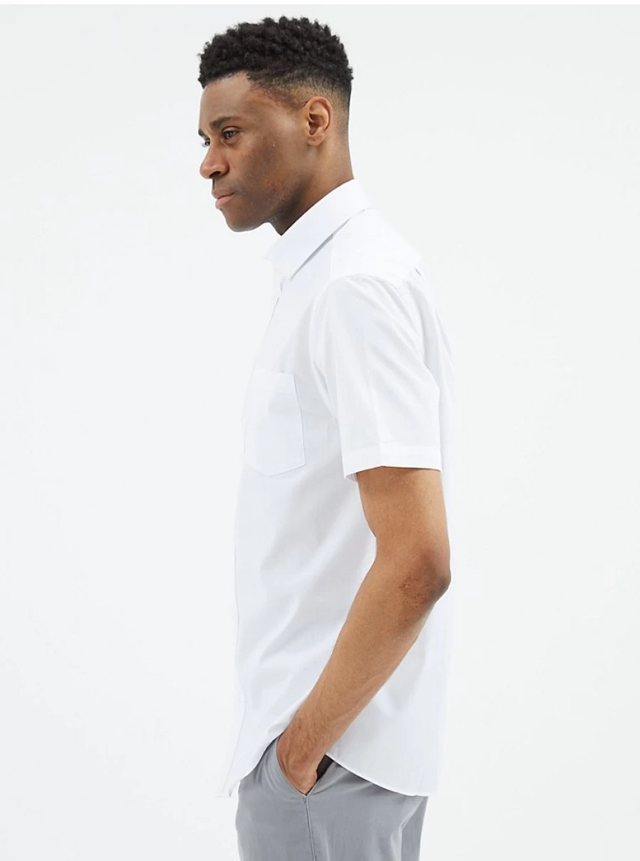 "George at Asda Boys' White Short Sleeve Regular Fit Formal Shirt"