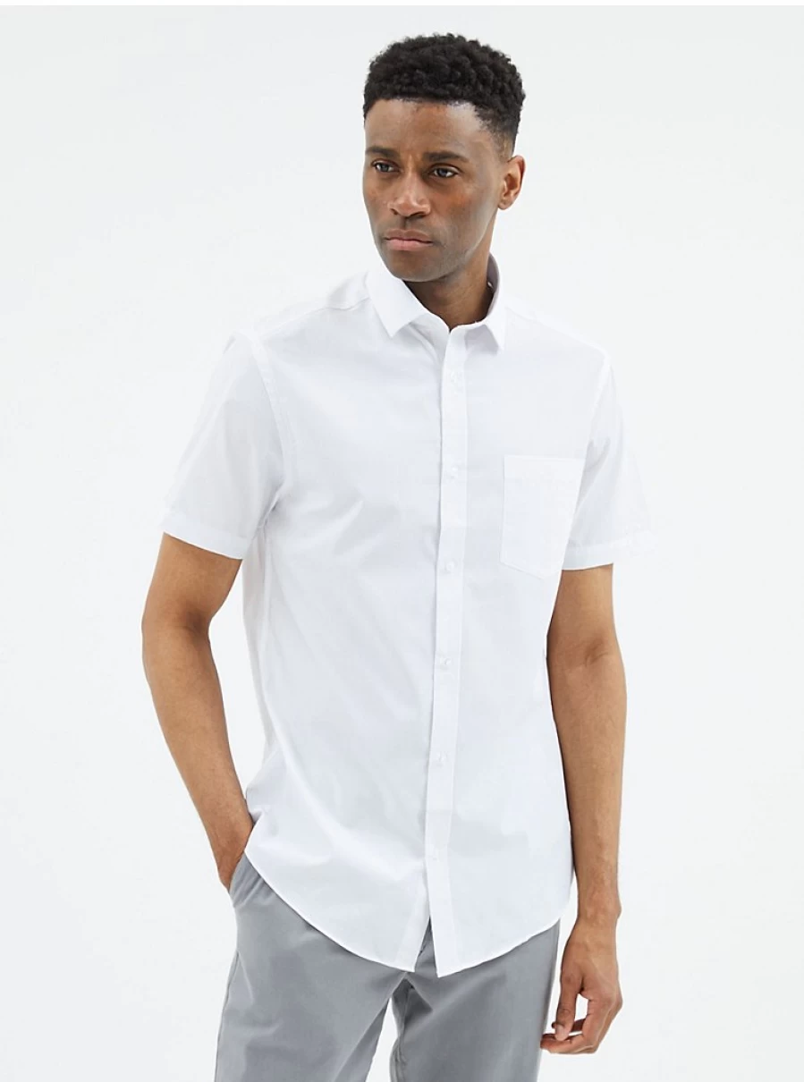 "George at Asda Boys' White Short Sleeve Regular Fit Formal Shirt"