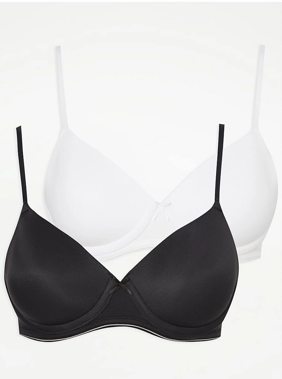 Women's Flexi Wire Padded T-Shirt Bras 2 Pack - Comfortable Lingerie by George at Asda