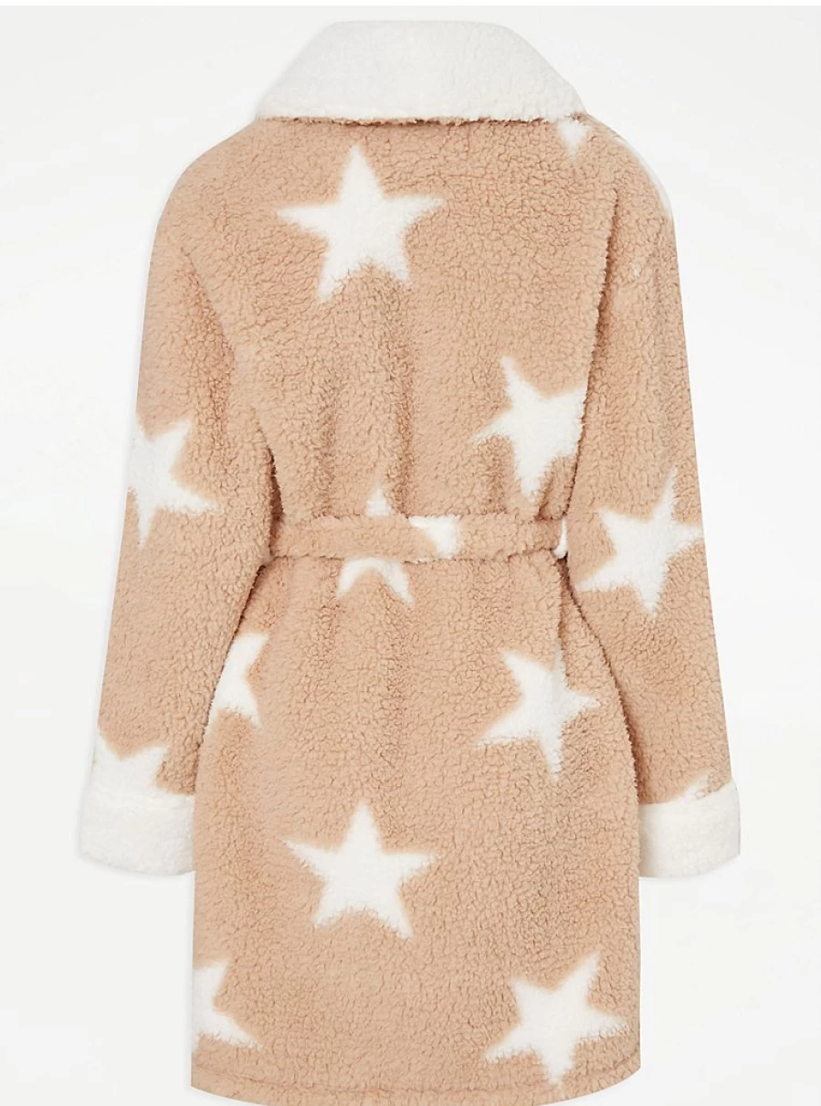 George at Asda Tan Star Borg Dressing Gown - Soft Lingerie Robe Review