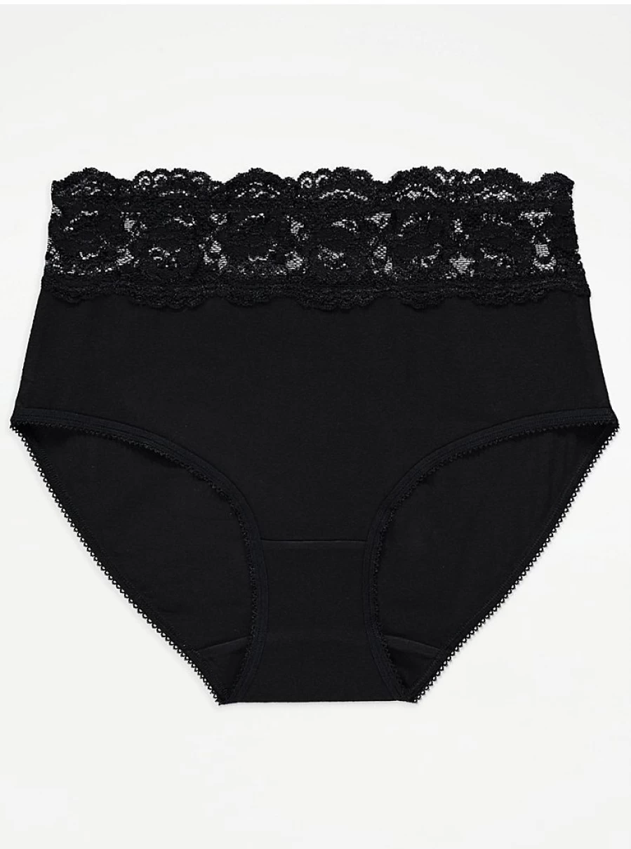 George at Asda Black Lace 5-Pack Full Brief Knickers | Women's Lingerie Set | Comfortable Underwear