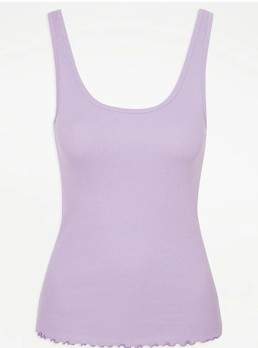 "George at Asda Lilac Ribbed Pyjama Vest Top | Comfortable Lingerie Sleepwear for Women"
