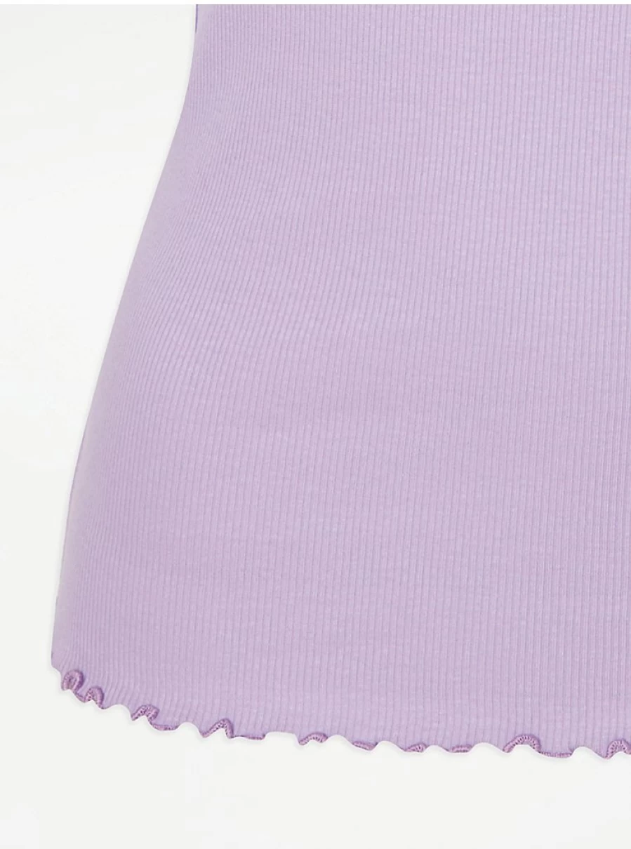 "George at Asda Lilac Ribbed Pyjama Vest Top | Comfortable Lingerie Sleepwear for Women"