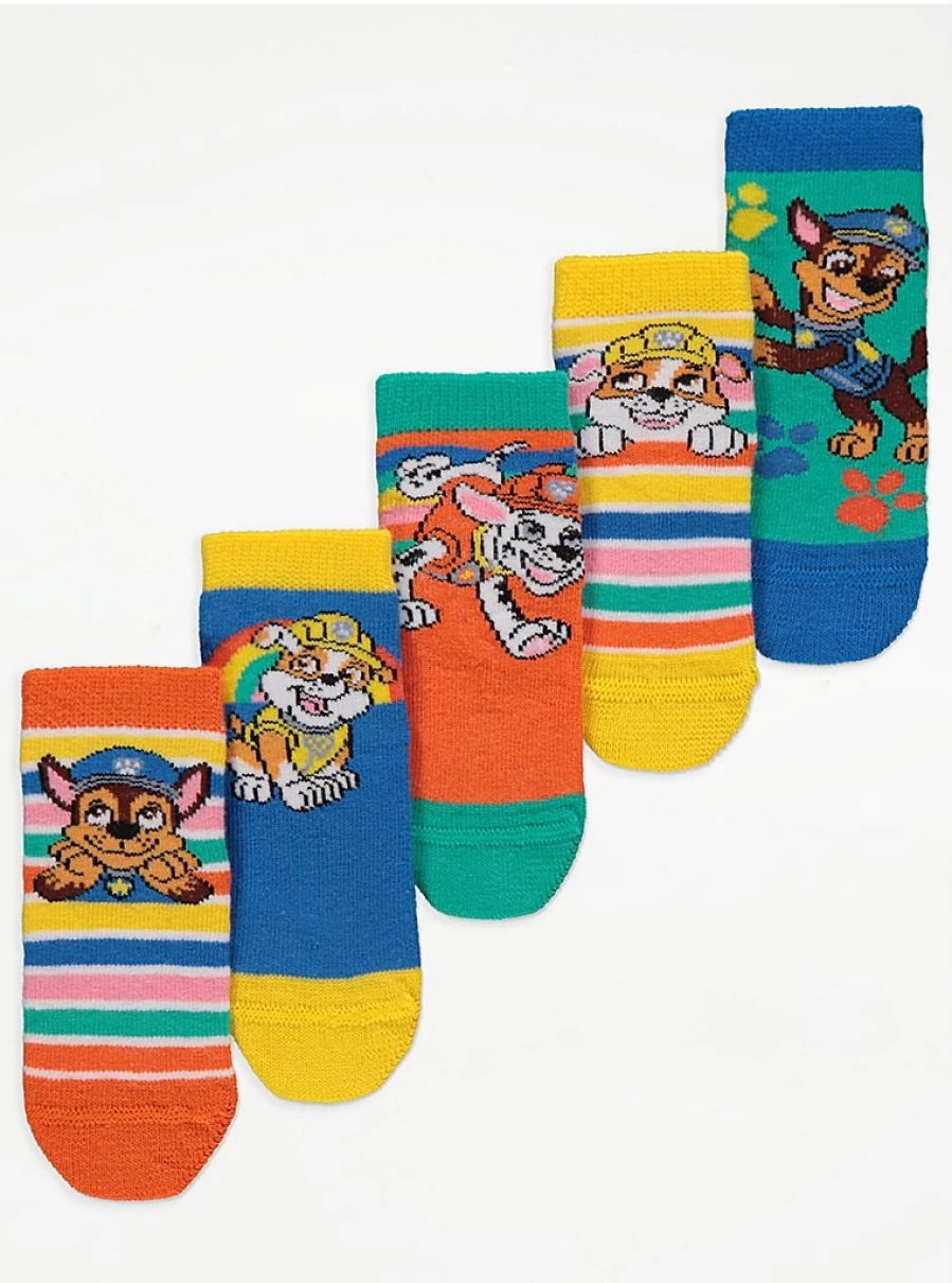 Paw Patrol Kids' Cotton Socks 5-Pack - Bright Character Designs | George at Asda Baby Socks